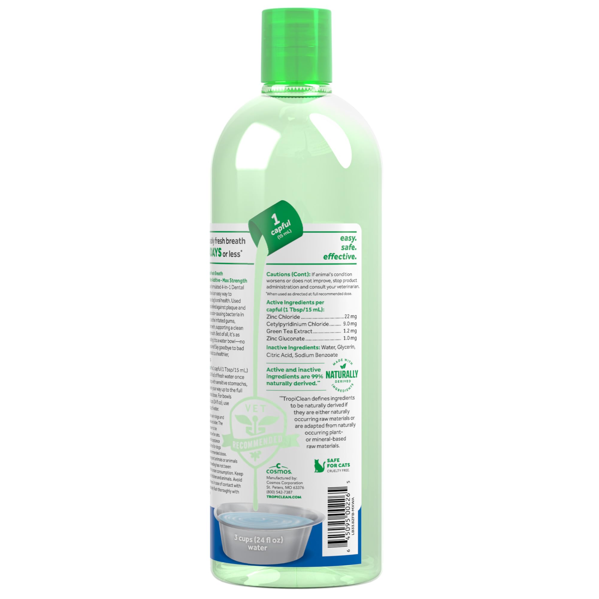 TropiClean Fresh Breath Advanced 338oz bottle packaging highlights long-term use.