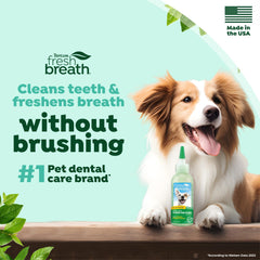 TropiClean Fresh Breath toothpaste tube close-up showing easy gel application.