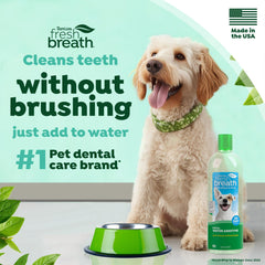 TropiClean Fresh Breath Water Additive pour spout enables simple, mess-free dosing.