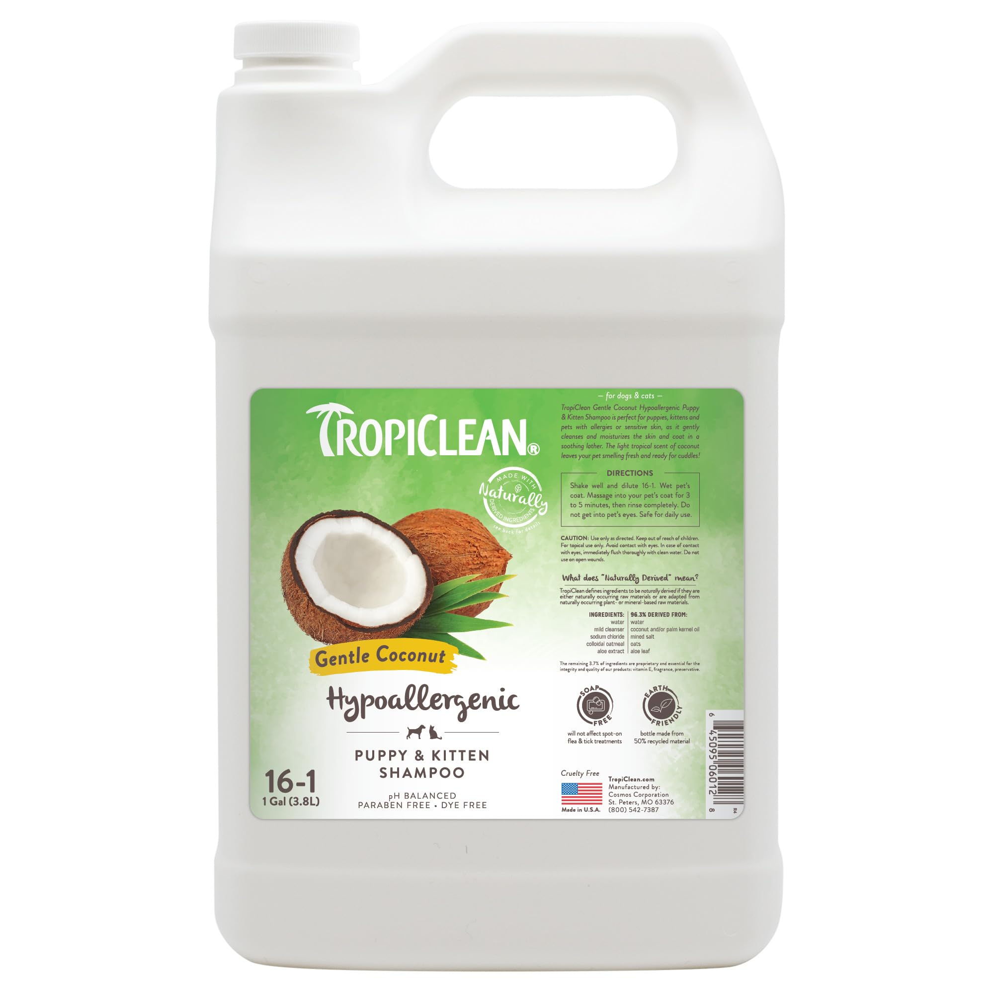 TropiClean Gentle Puppy Shampoo bottle front showing hypoallergenic cleansing for sensitive skin