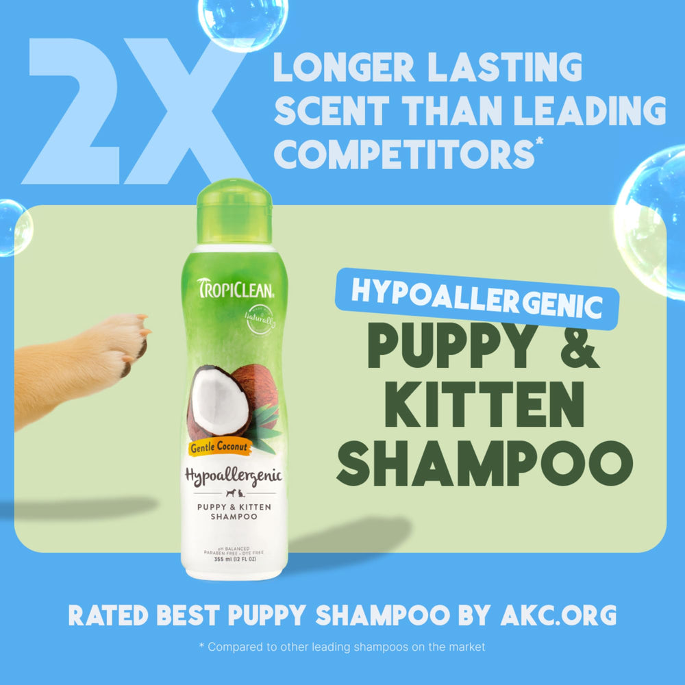 TropiClean Gentle Puppy Shampoo foam spreads evenly for a quick wash.
