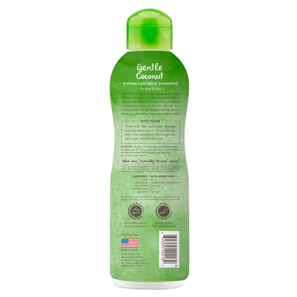 TropiClean Gentle Puppy Shampoo rich lather showcases 5X cleaning power in action.