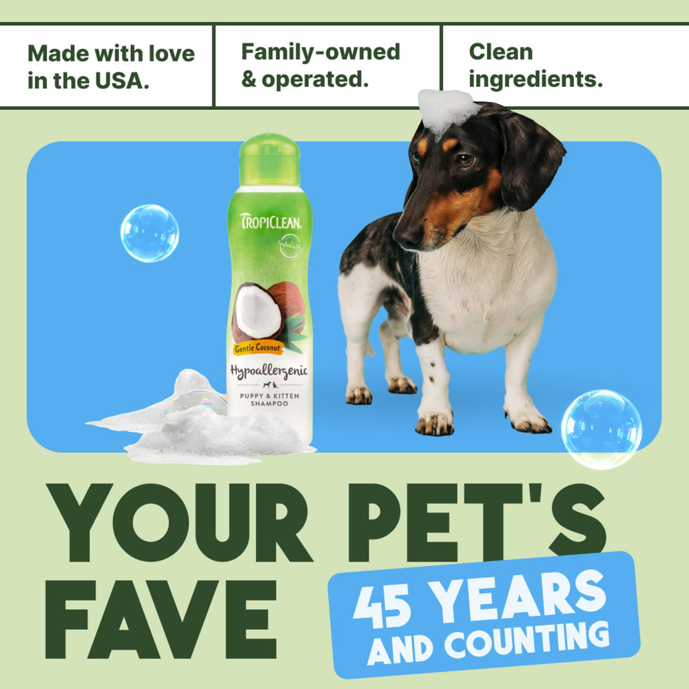 TropiClean Gentle Puppy Shampoo label emphasizing pH balanced formula