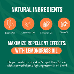 TropiClean Lemongrass Oil ingredients emphasize natural scent and care.