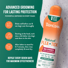 TropiClean lemongrass scent provides a long-lasting citrus aroma.