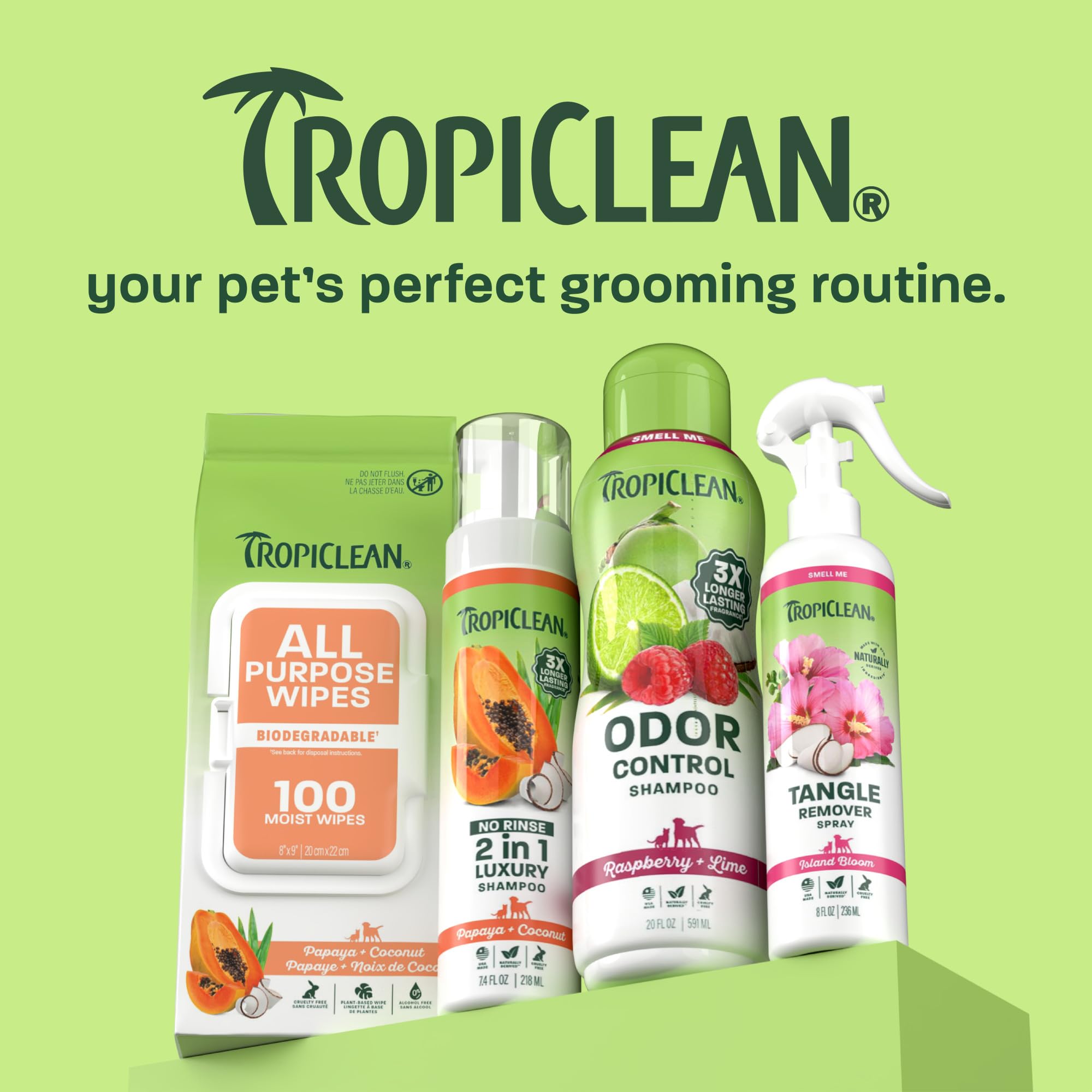 TropiClean Made in USA bottle highlights quality and care