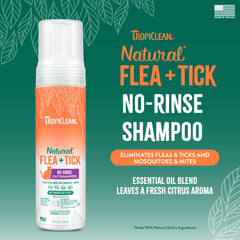 TropiClean natural ingredients label highlights cat-safe care.