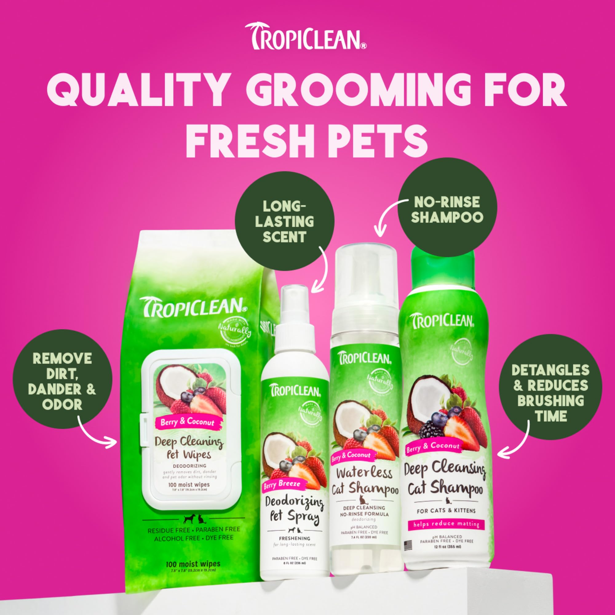 TropiClean Deep Cleaning Pet Wipes use natural ingredients to soothe skin and coat.