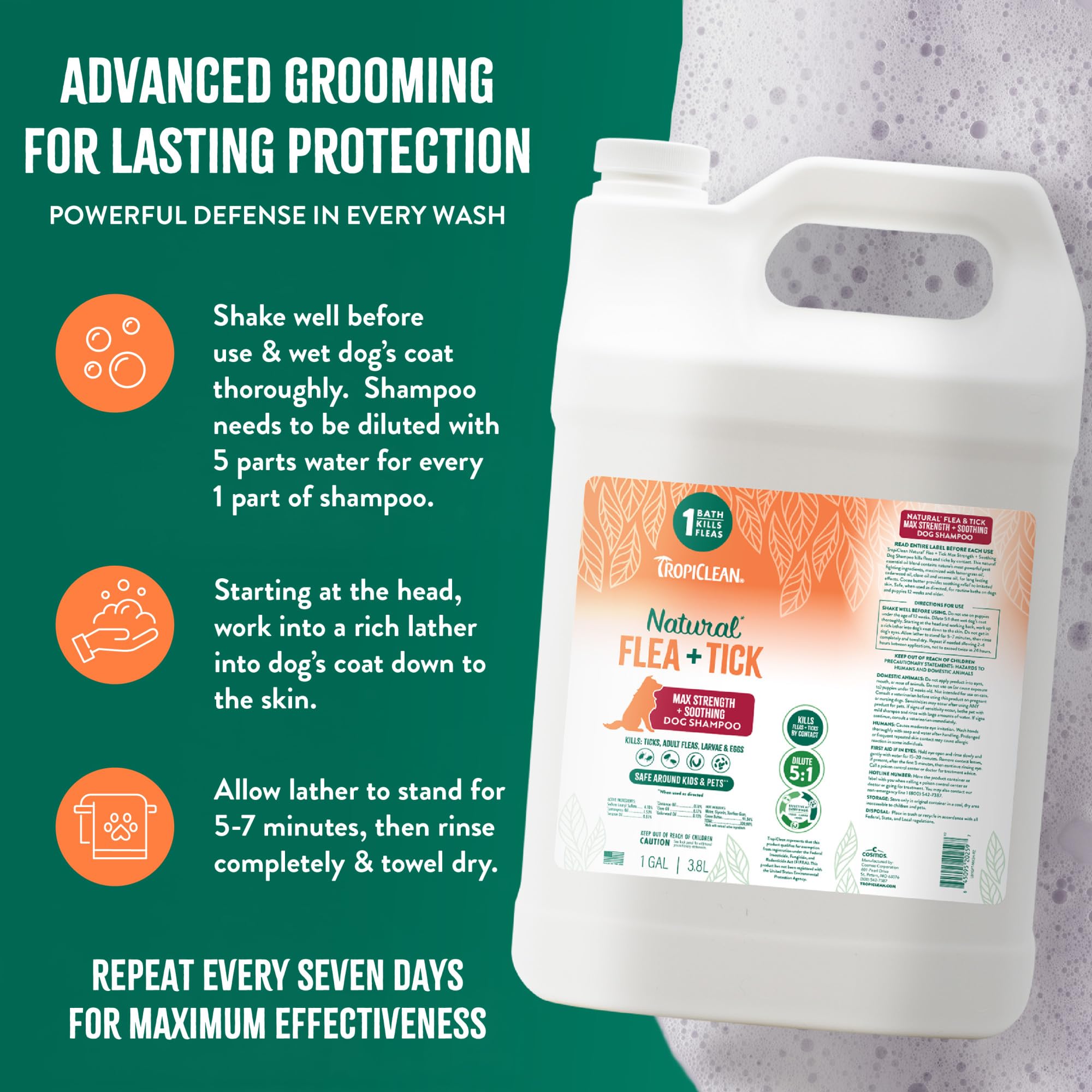 TropiClean natural pet scent front label highlights citrus fragrance.
