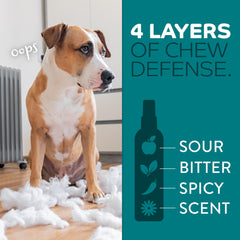 TropiClean No Chew Spray shown for indoor and outdoor use.