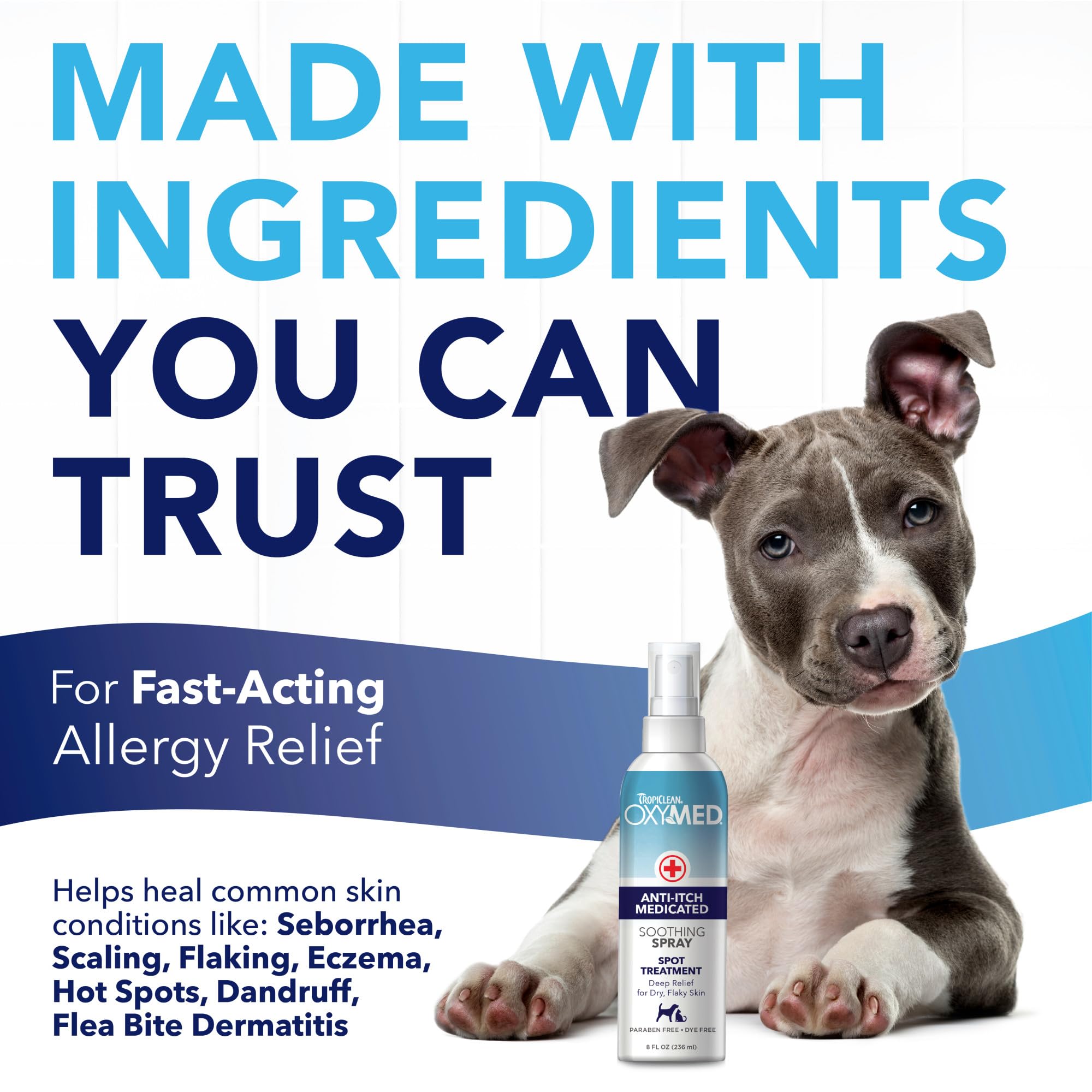 TropiClean OxyMed application on cat skin for gentle relief.