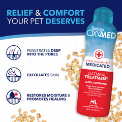 Closeup of Oxymed conditioner label emphasizing vitamins and aloe