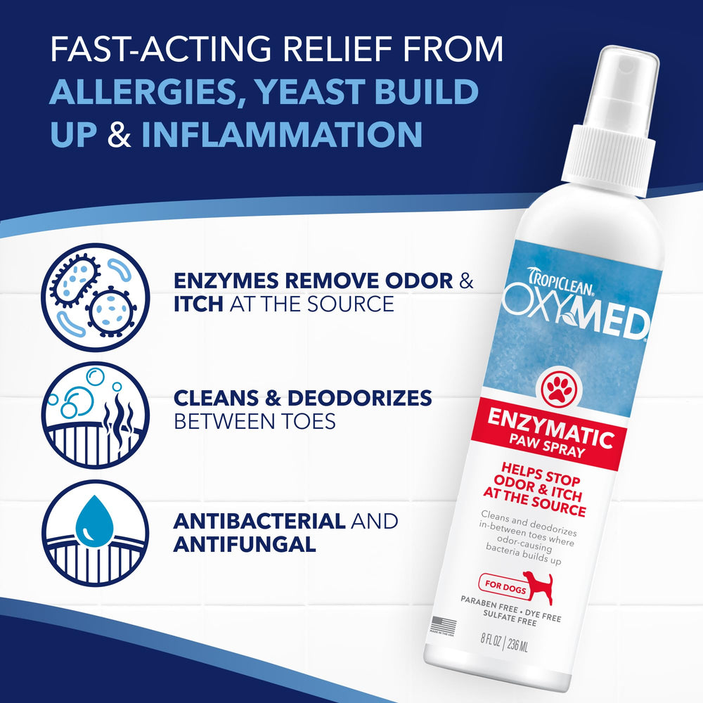 Deodorizing paw spray leaves paws fresh after walks and playtime.