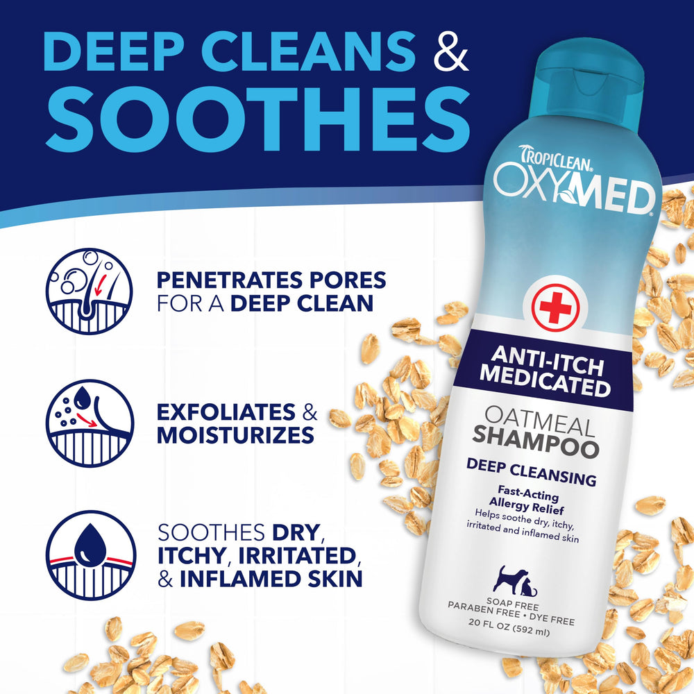 Ingredients closeup featuring oatmeal and aloe in Oxymed formula