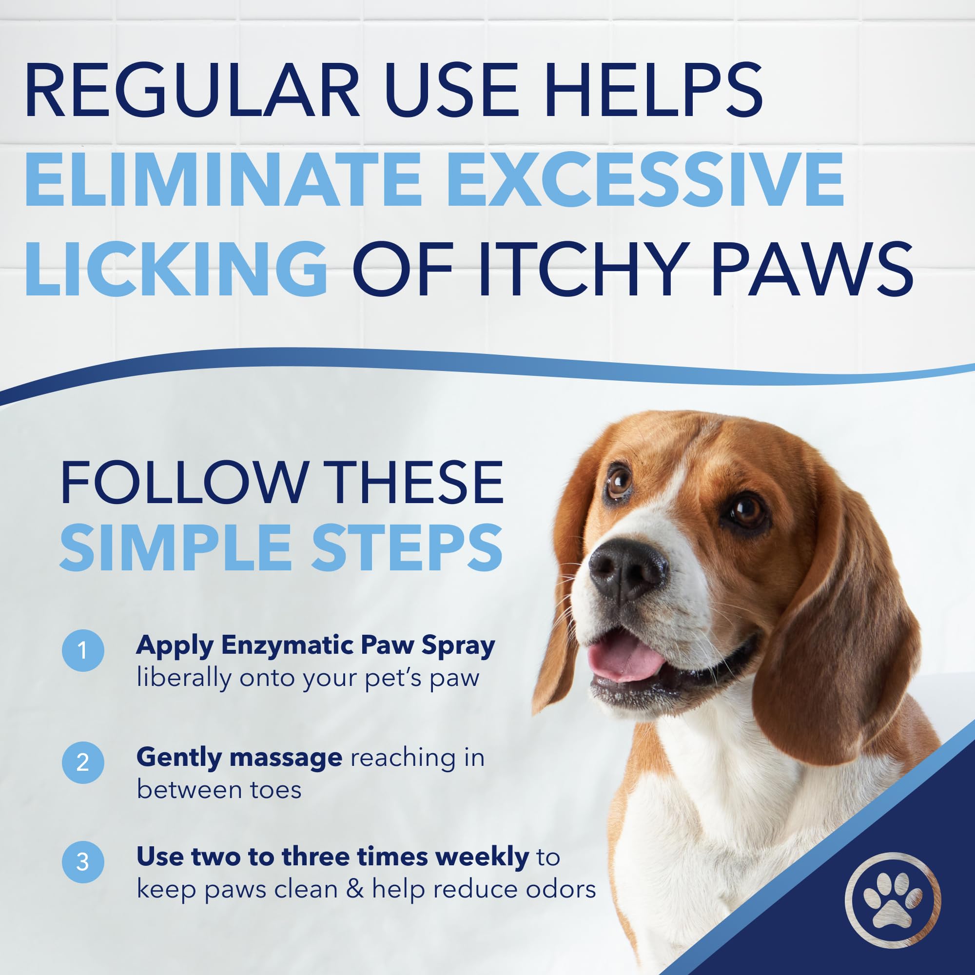 Anti-licking paw solution supports comfort during busy days.