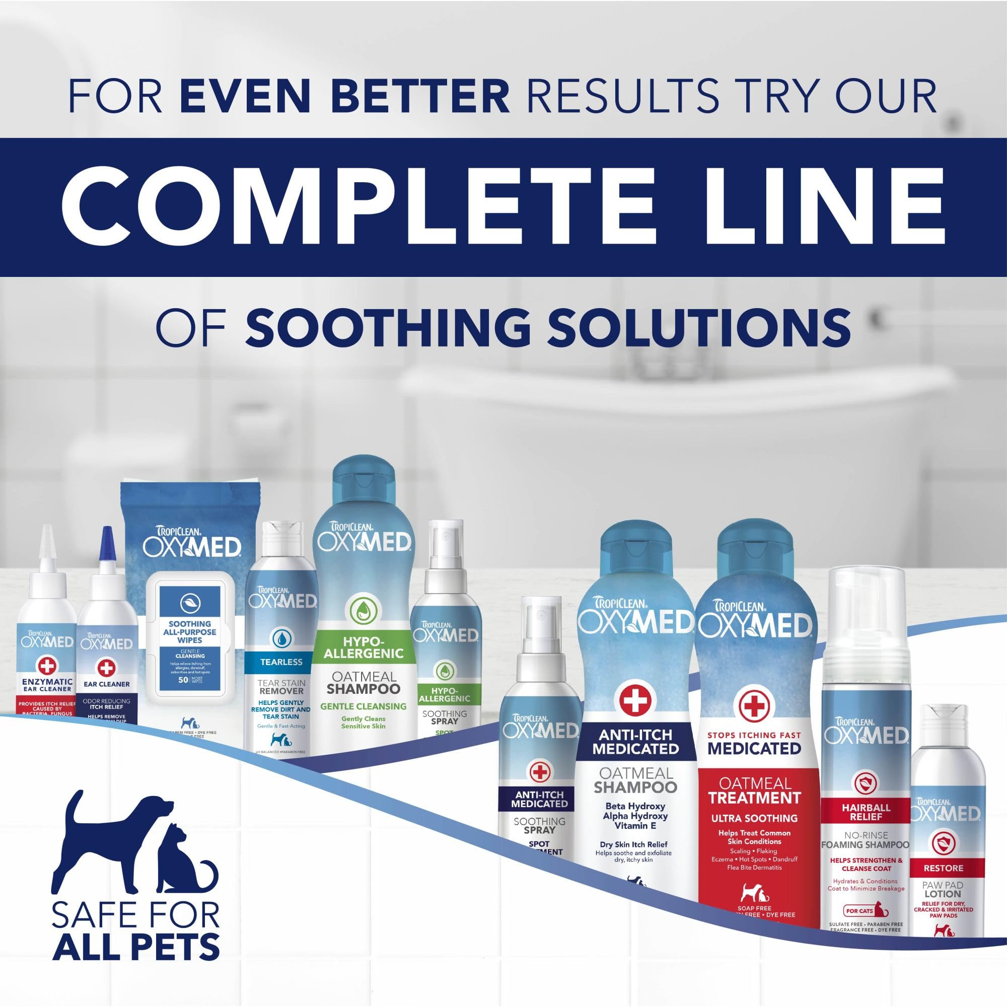 TropiClean OxyMed label safety confirms vet-recommended, dermatologist-friendly product.