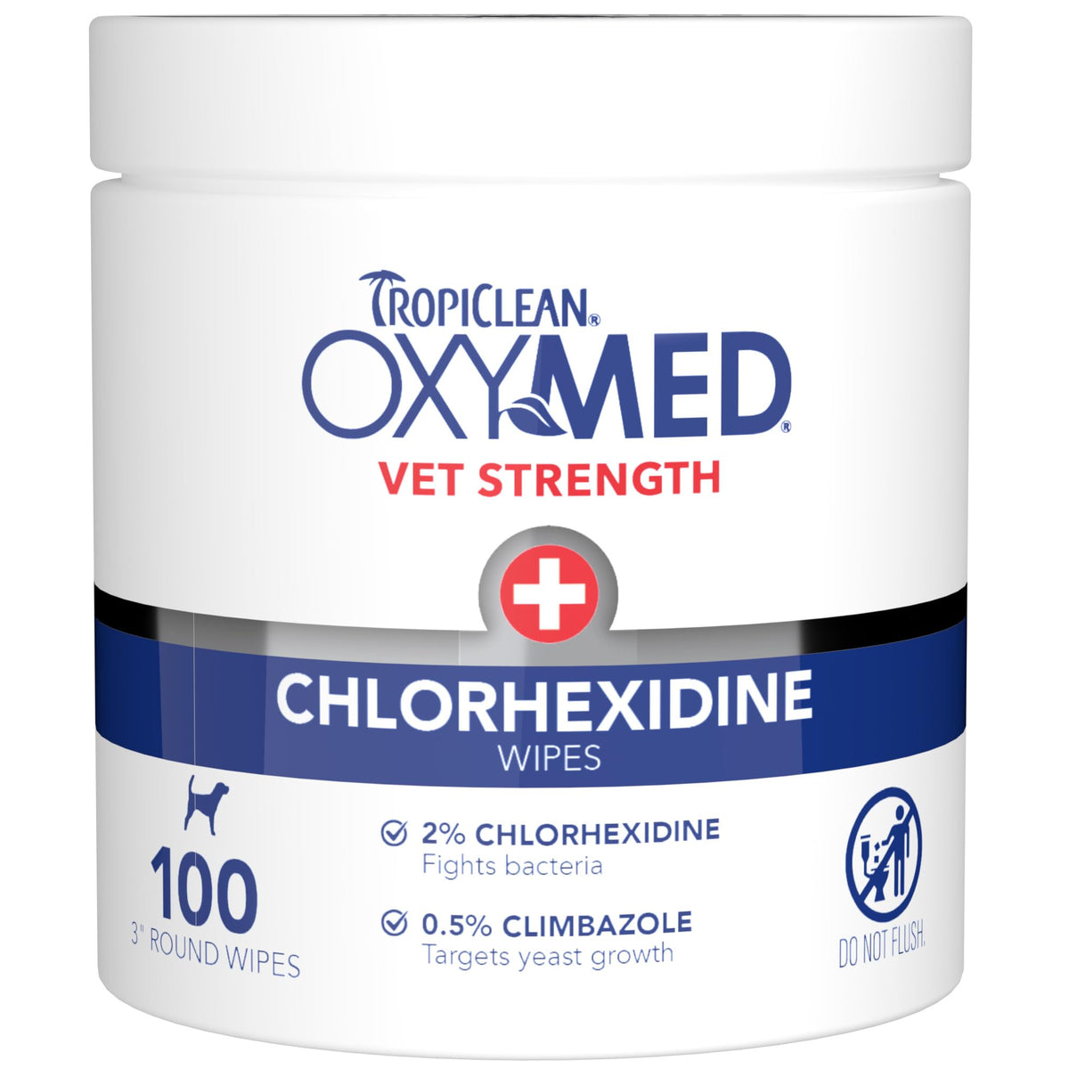 TropiClean OxyMed wipes packaging for easy, mess-free pet care.