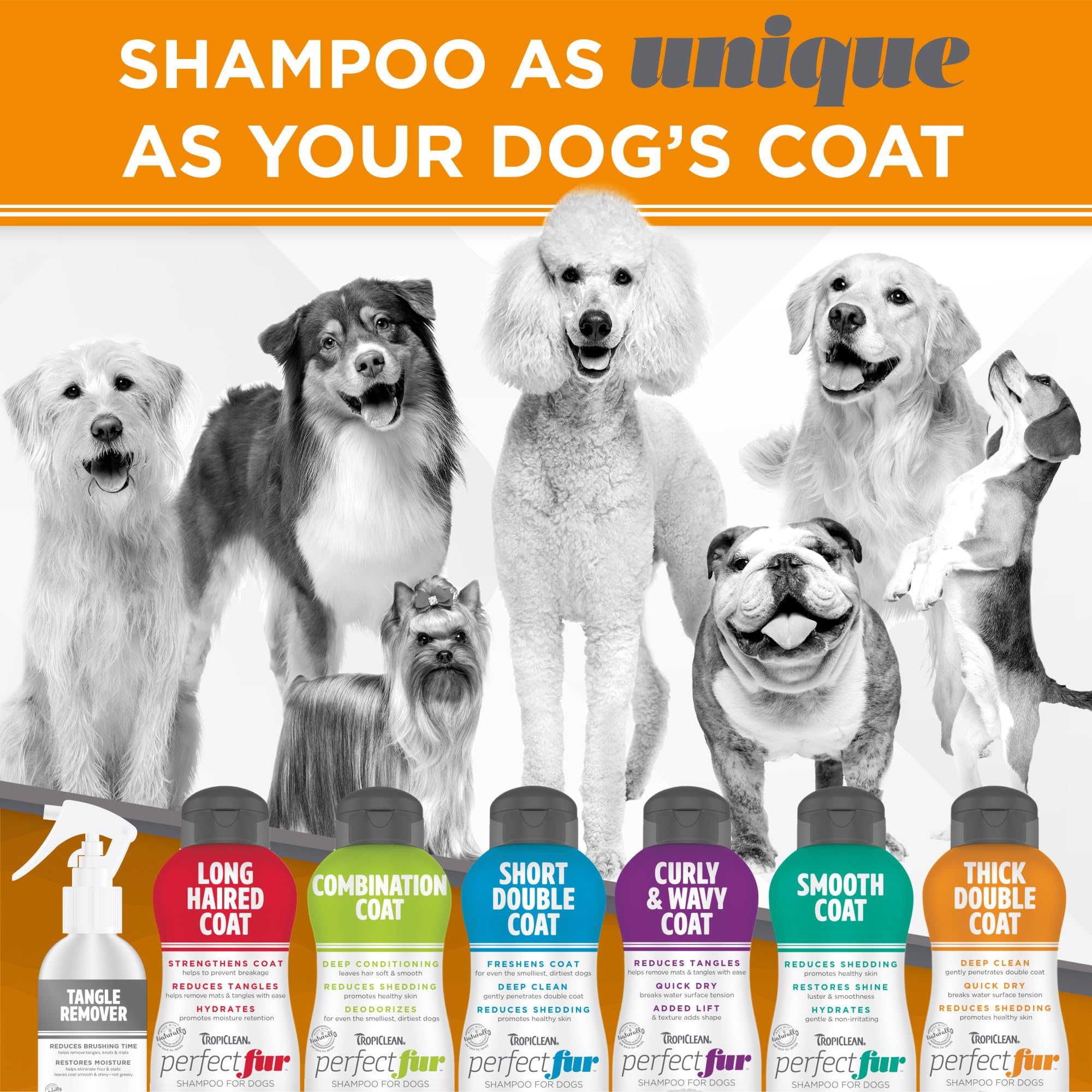 TropiClean Perfect Fur puppy-safe formula for growing coats.