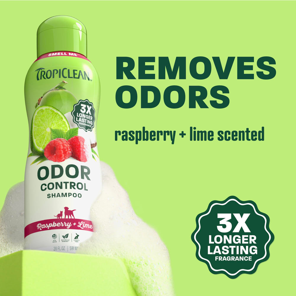 TropiClean Raspberry Lime scent provides long-lasting dog freshness