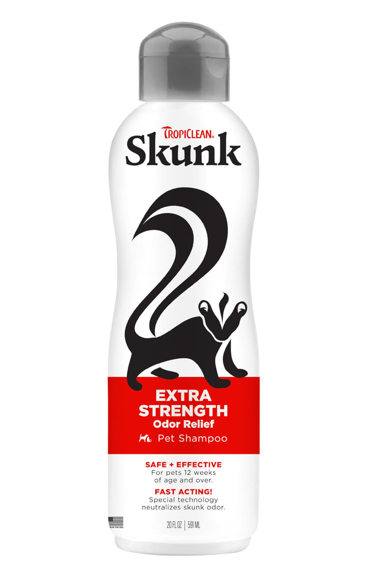 TropiClean Skunk Odor Control Shampoo bottle for pets, odor relief support