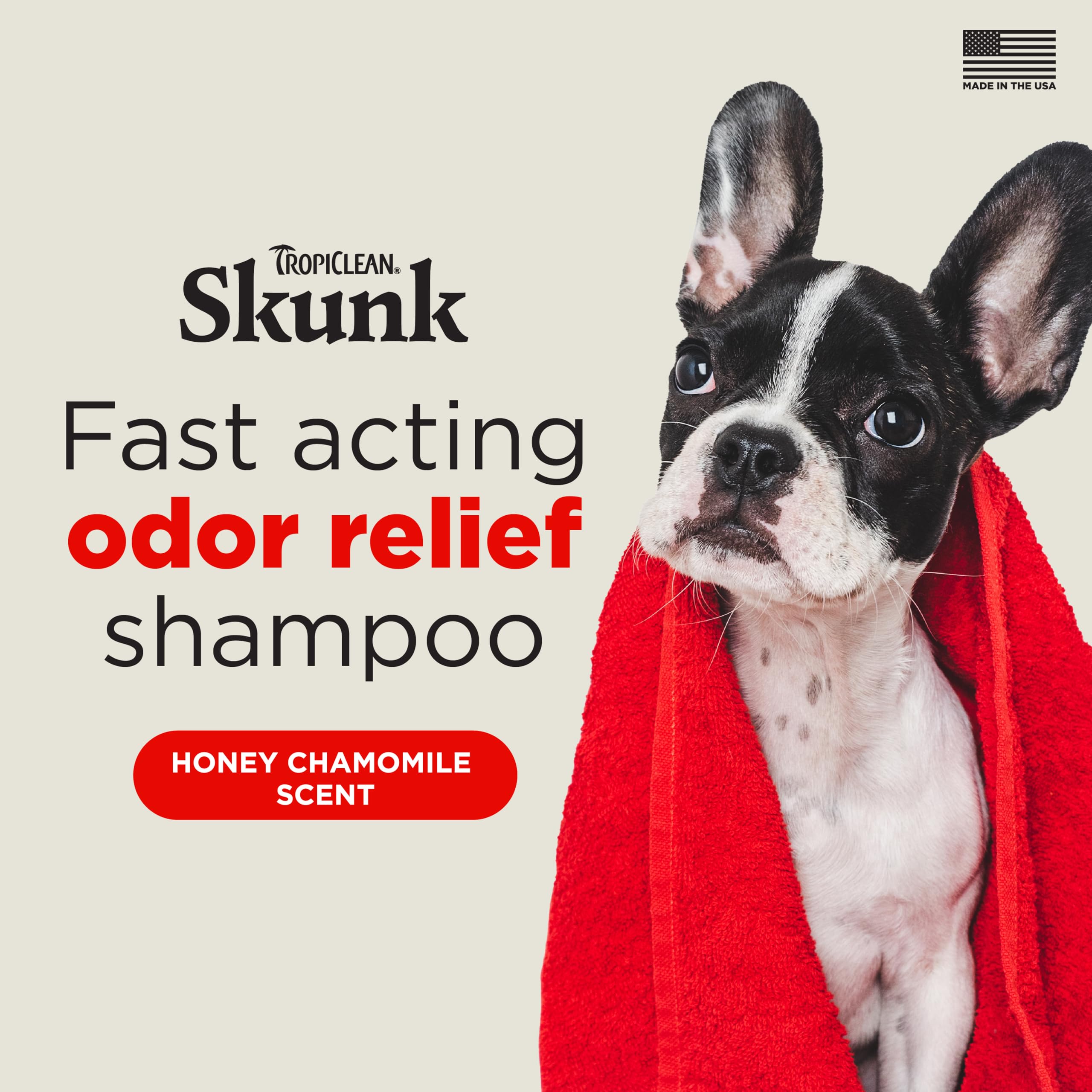 TropiClean Skunk Odor Control Shampoo lather demonstrates cleansing action