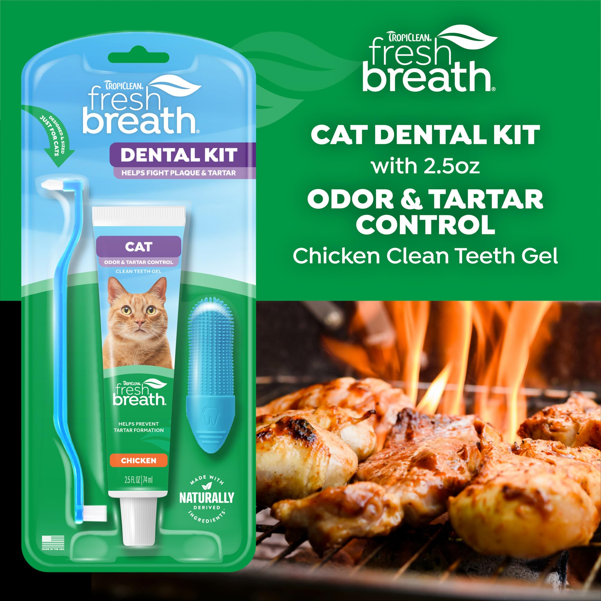 TropiClean Soft Silicone Finger Brush provides gentle contact with delicate cat gums