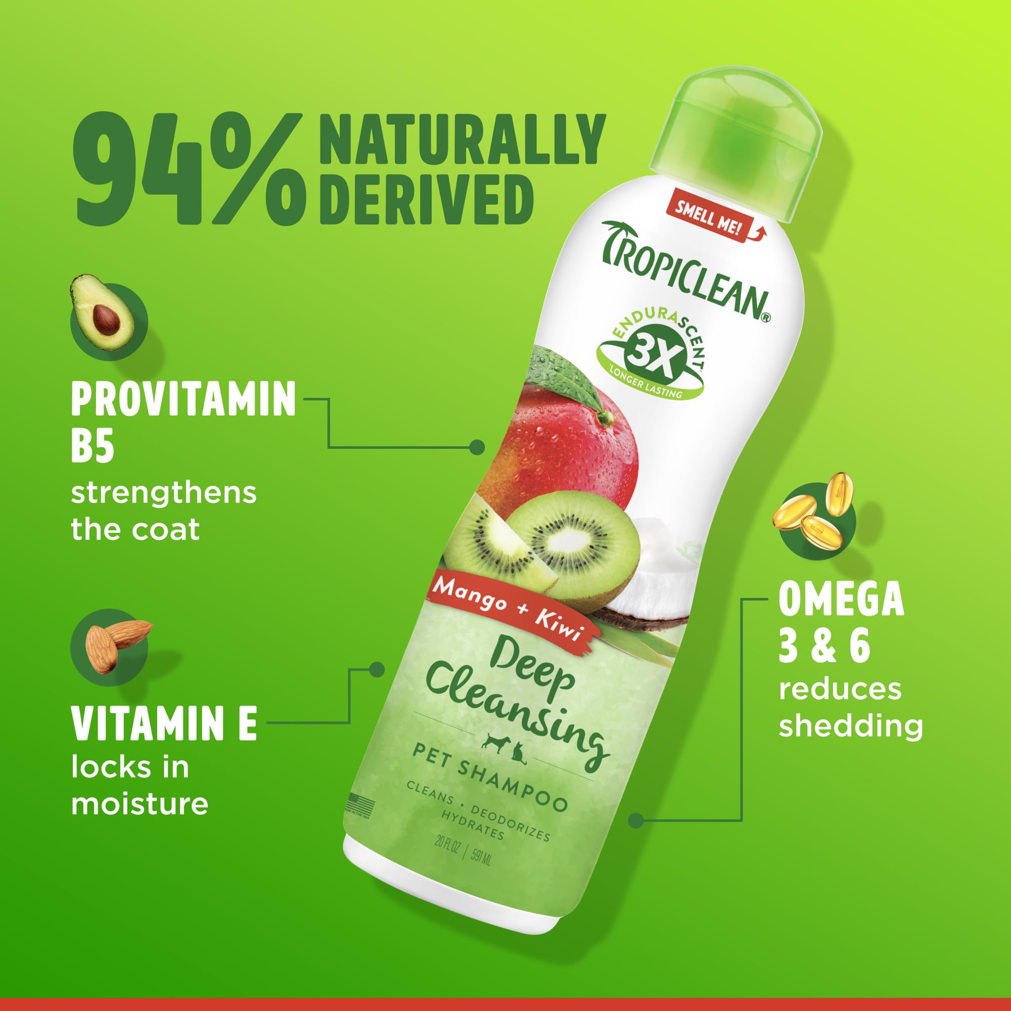 Vitamin E and ProVitamin B5 moisturize for softer fur.