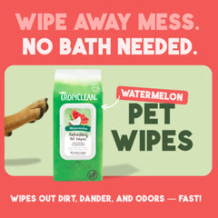 TropiClean Watermelon Wipes for paws: quick cleaning after outdoor adventures.