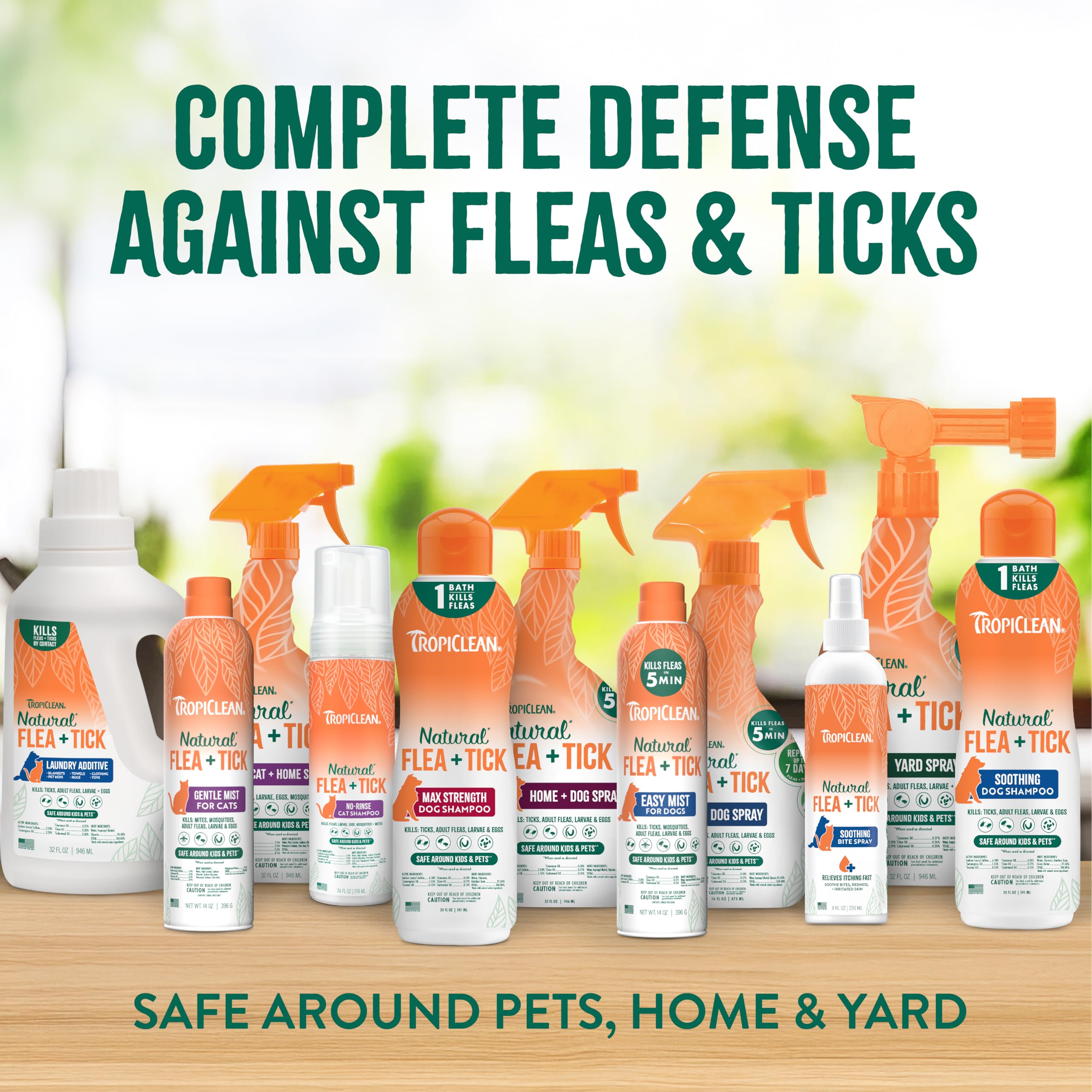 TropiClean Natural Yard and Home Spray usage on yard for dog-friendly protection.
