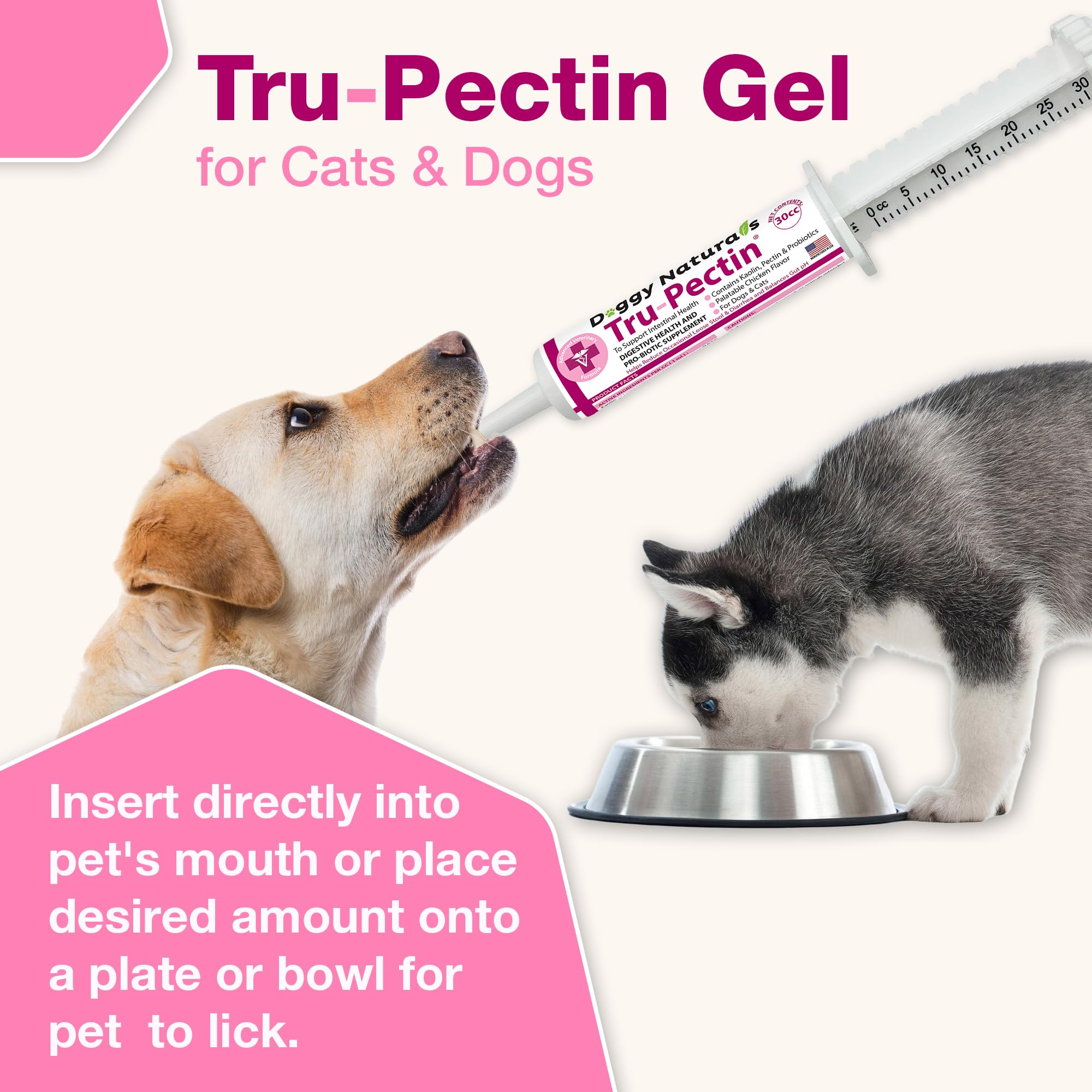 USA-made Tru-Pectin 30cc packaging highlights quality and reliability