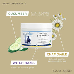 TrueBlue pre-moistened formula softens skin around the eyes