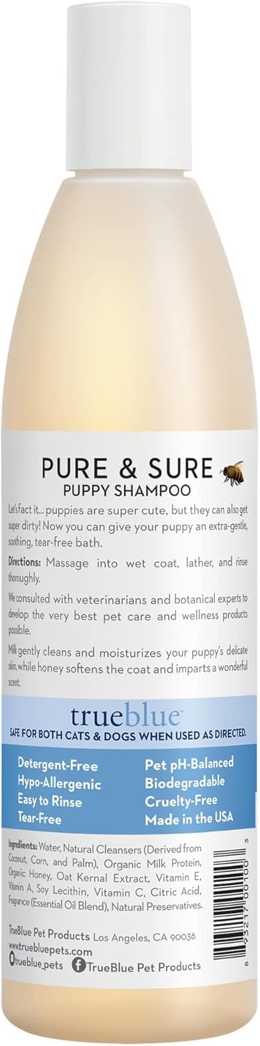 Creamy lather from TrueBlue Puppy Shampoo demonstrates gentle cleansing and easy rinse.