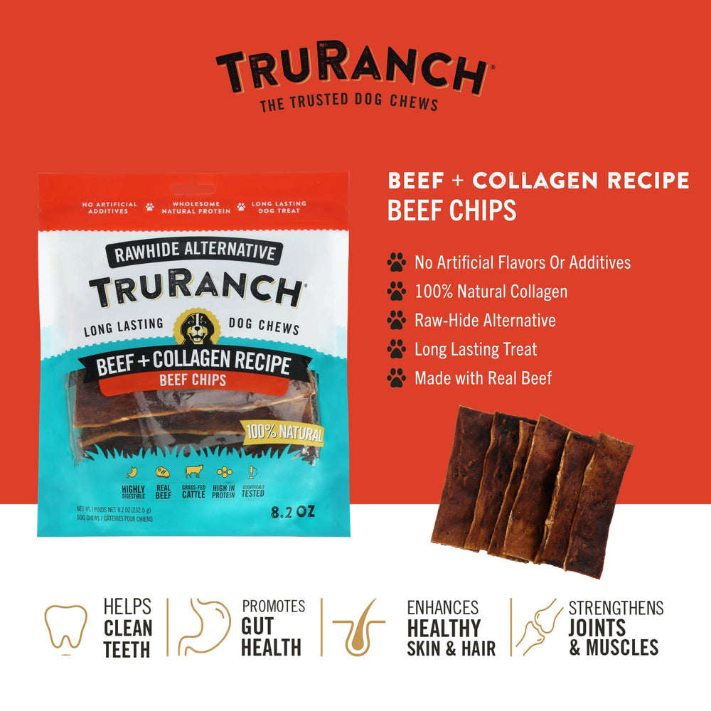 TRURANCH chips texture closeup shows durable chew for long-lasting entertainment.