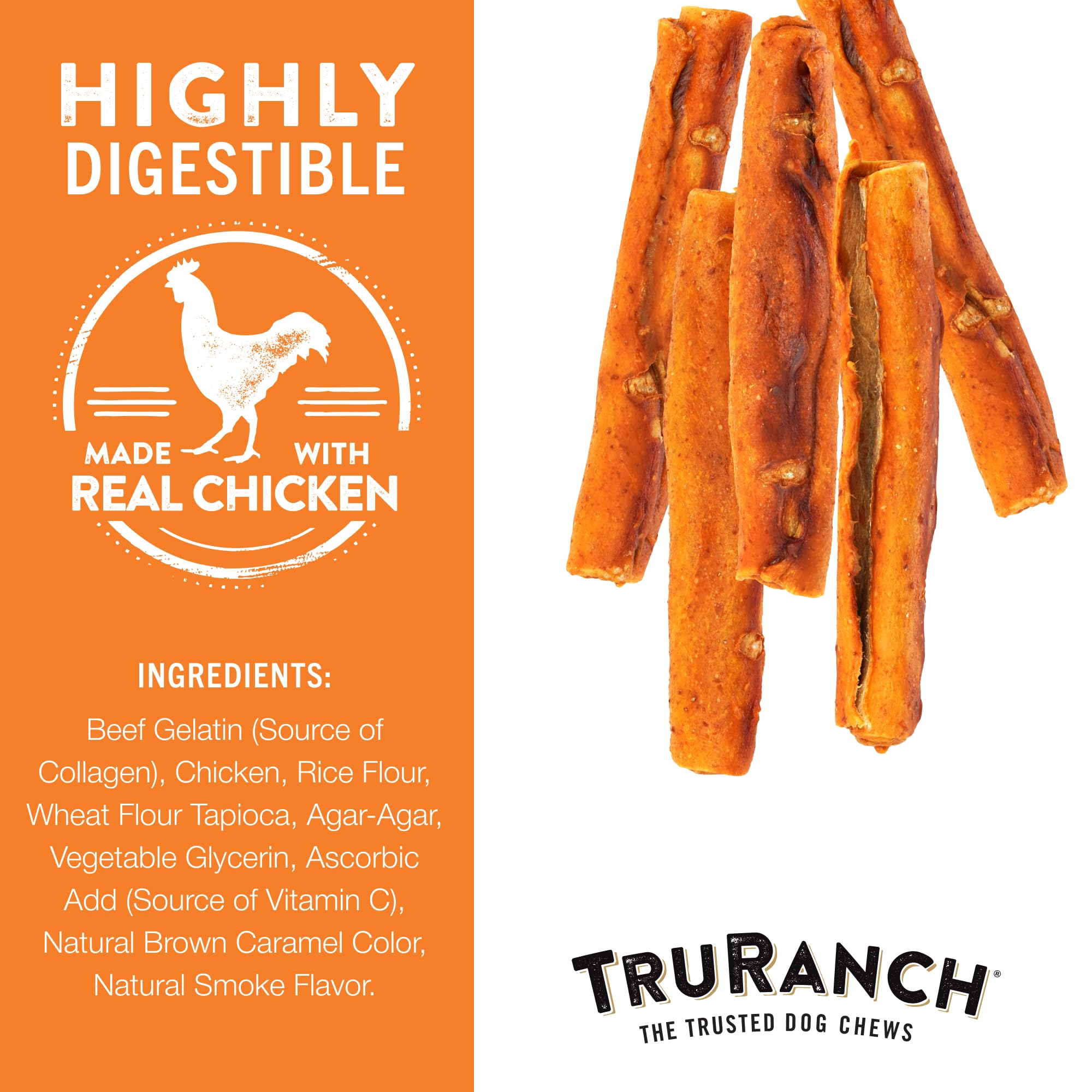 TRURANCH collagen rolls with chicken flavor, tasty treat for dogs