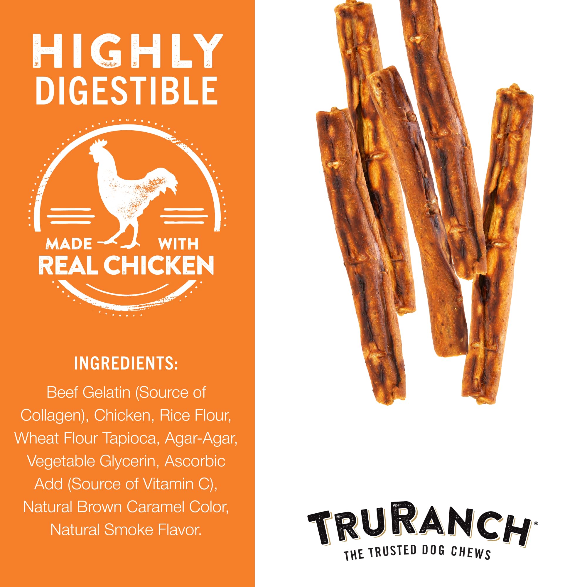 TRURANCH dental-health chew texture illustrating plaque-removal action.