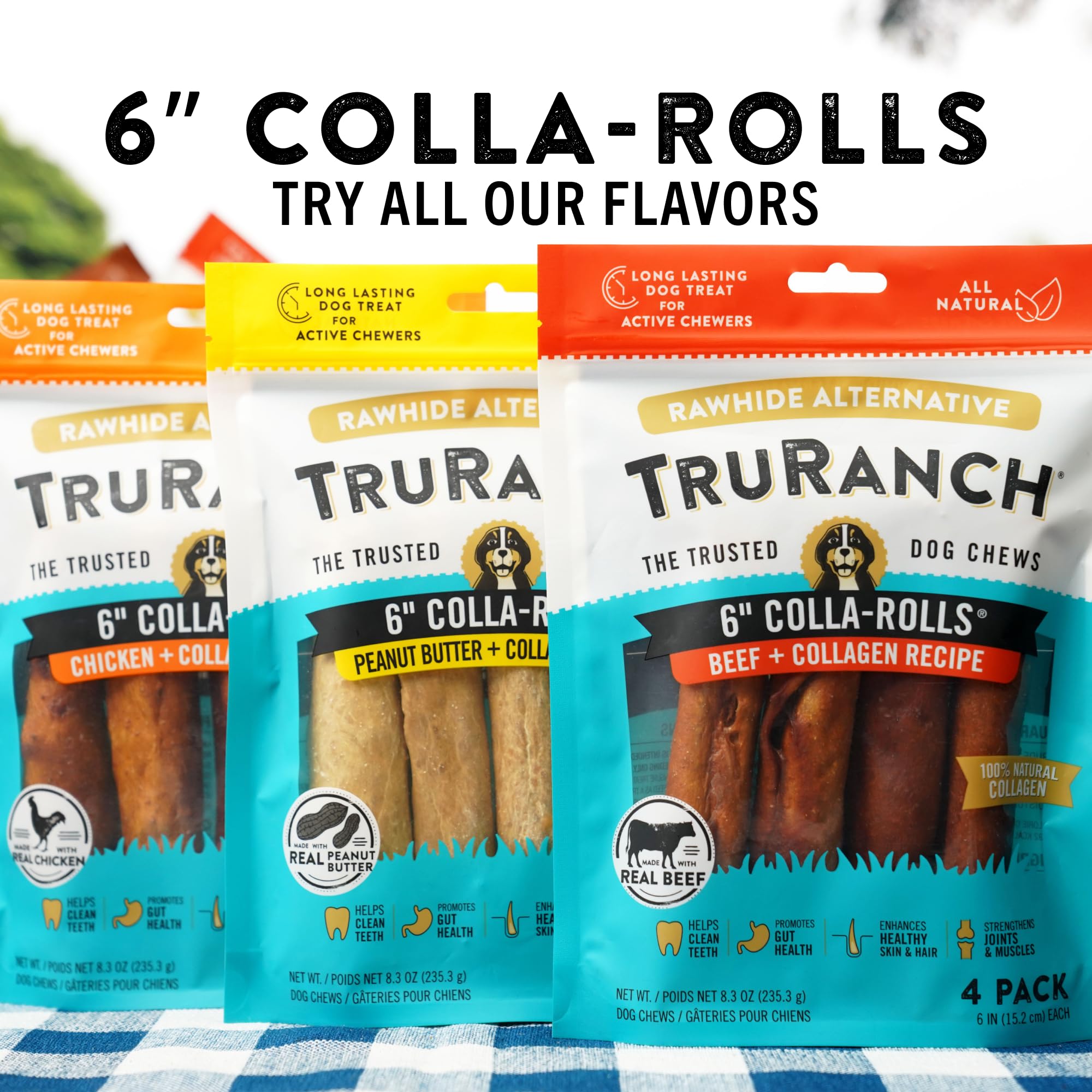 TRURANCH collagen rolls variety flavors entice dogs to chew