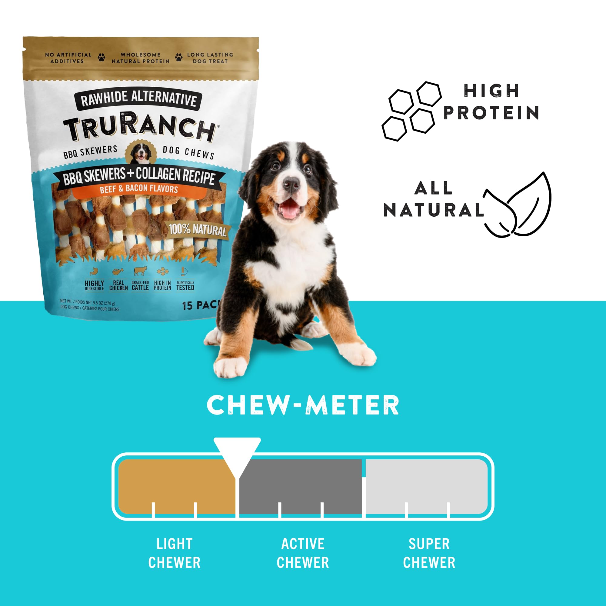 TRURANCH rawhide alternative chew, textured collagen bite