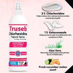 Truseb face folds cleansing image showing facial hygiene for pets.