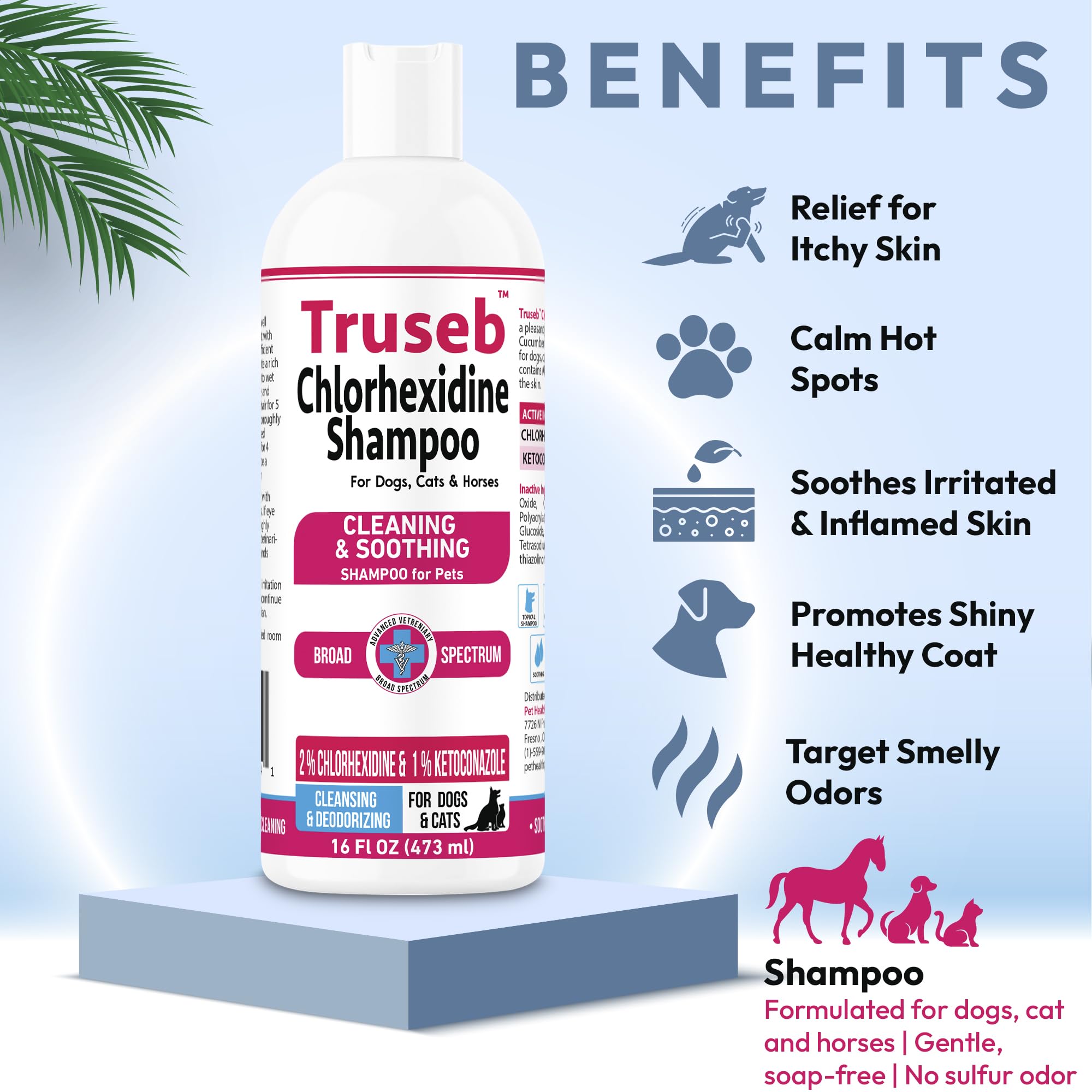 Truseb shampoo application on a pet coat for clean fur.