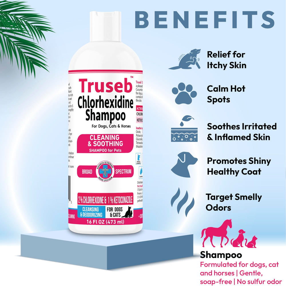 Truseb shampoo application on a pet coat for clean fur.