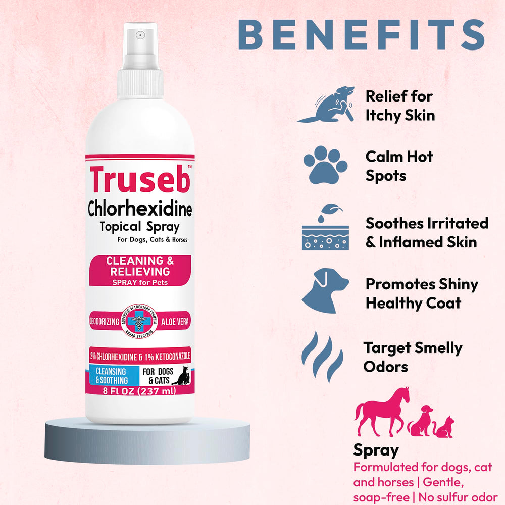 Truseb skin and coat management topical spray benefits.