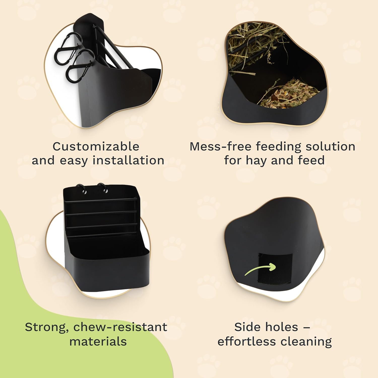 Hay compartment detail emphasizes easy access and organization.