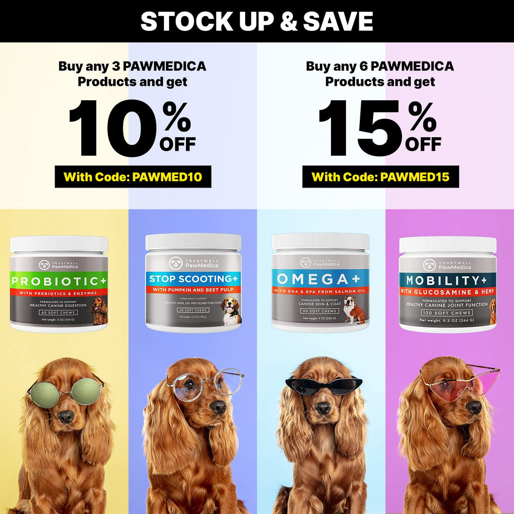 TrustWELL PawMedica bottle open with digestive support on display