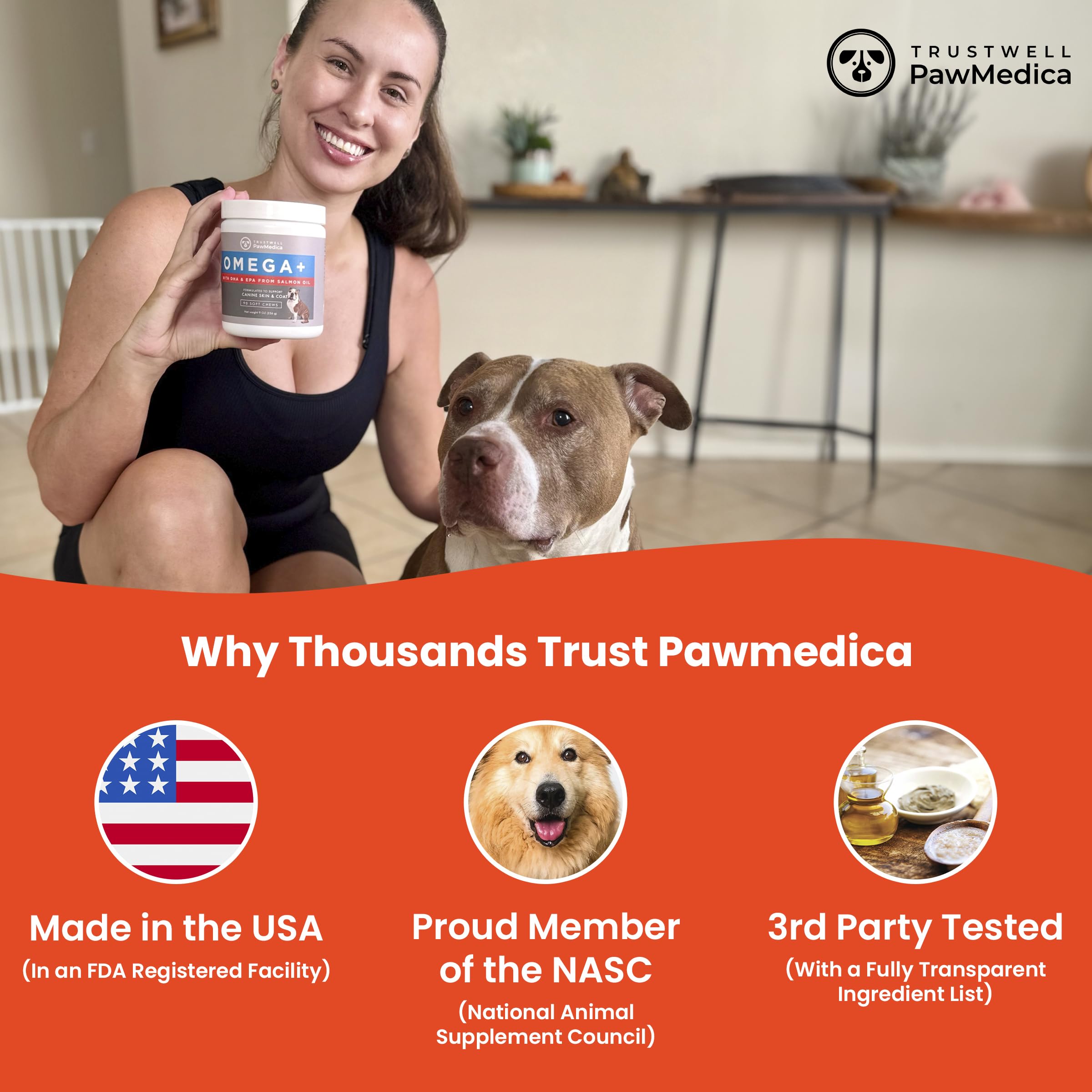 TrustWell PawMedica skin and coat nourishment for dogs enhances softness.