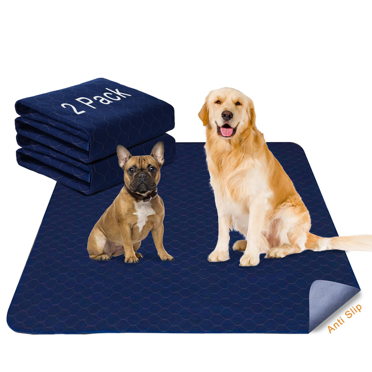 Trusupetta 2Pack pee pads 53x53 top-down view; protects floors.