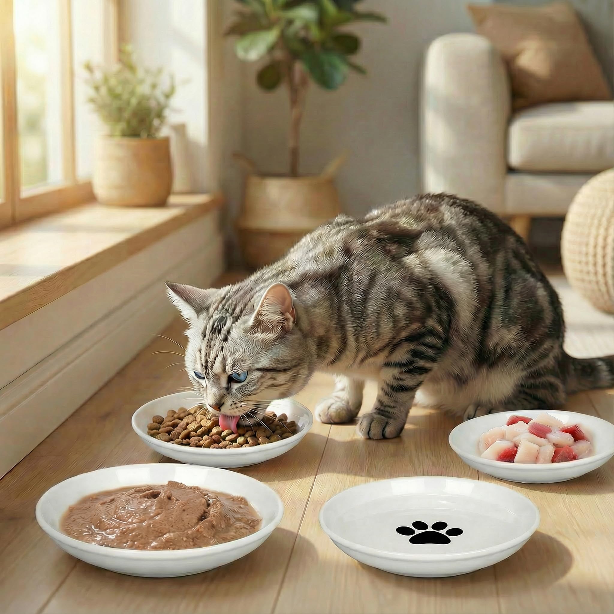 TRUVIC wide shallow bowls for comfortable eating and whisker relief