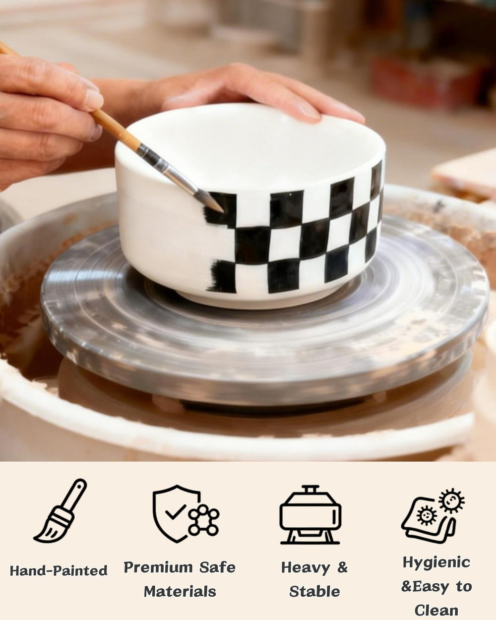 TRUVIC wood stand elevates bowls for comfortable feeding and floor protection.