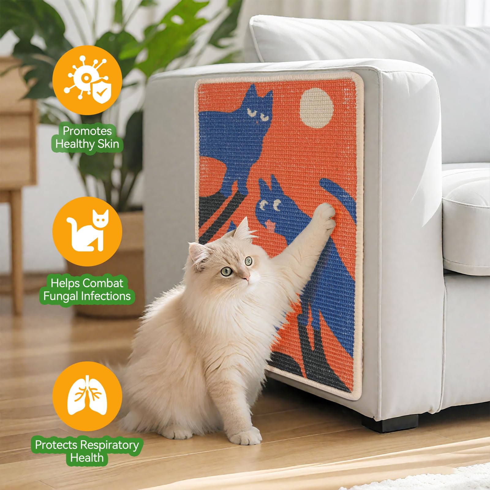 Truvito scratcher mat on floor provides large surface for scratching and lounging