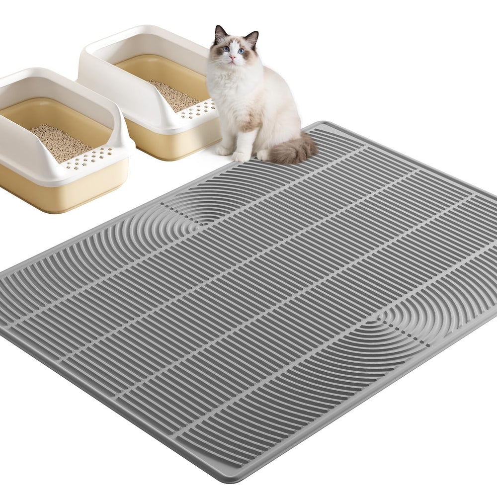 TRZZ XXL cat litter mat with raised edges traps litter