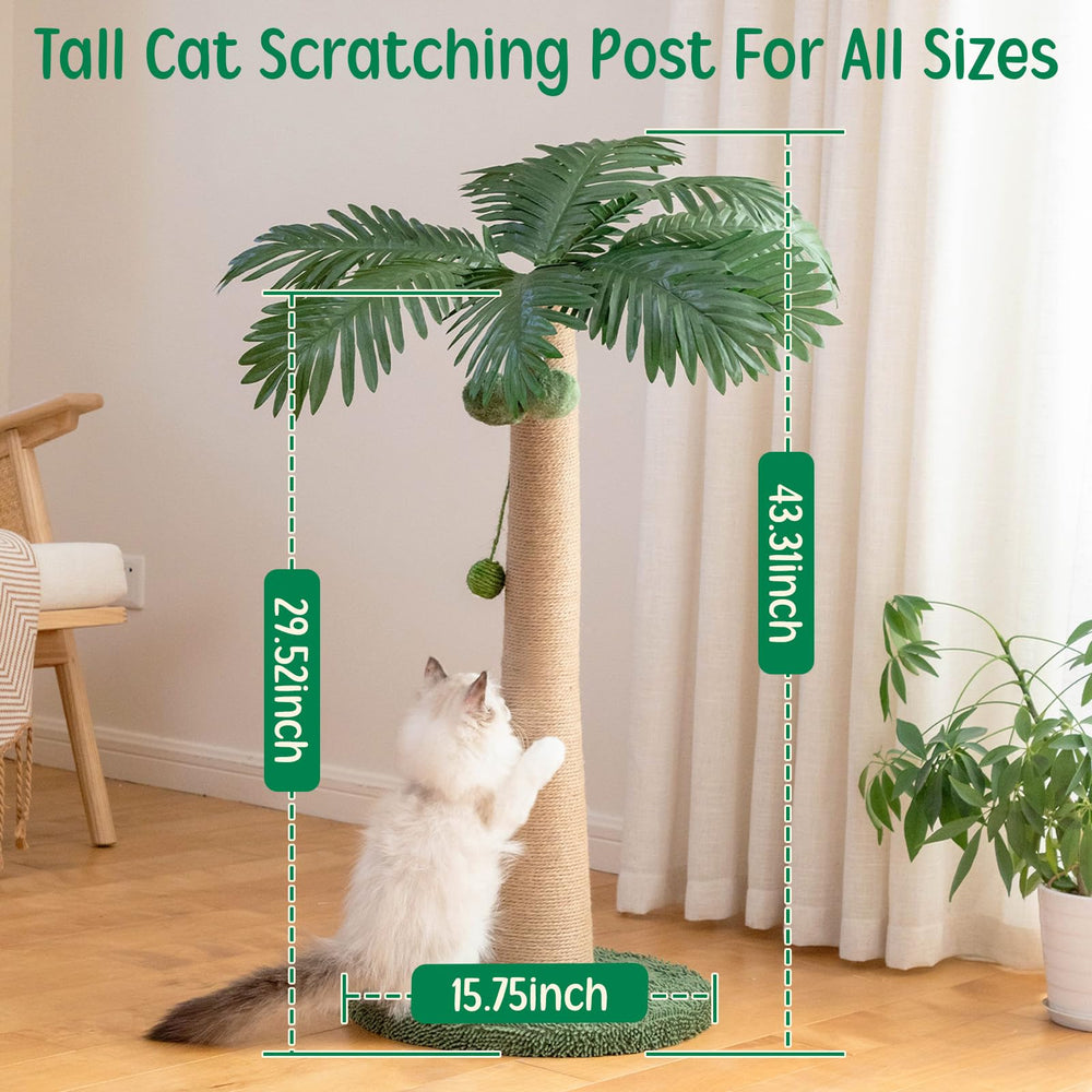 Three plush pompoms invite interactive play on the post